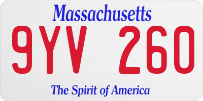 MA license plate 9YV260