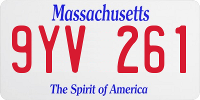 MA license plate 9YV261