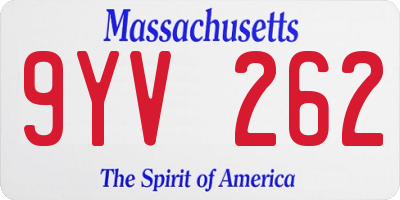 MA license plate 9YV262