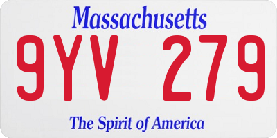 MA license plate 9YV279