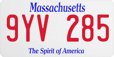 MA license plate 9YV285