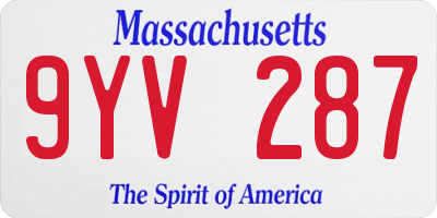 MA license plate 9YV287