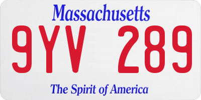 MA license plate 9YV289