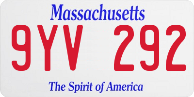 MA license plate 9YV292