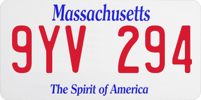 MA license plate 9YV294