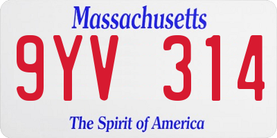 MA license plate 9YV314