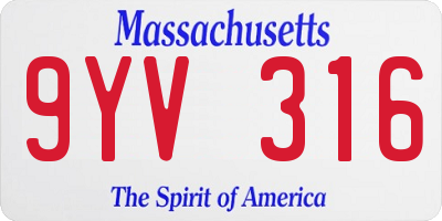 MA license plate 9YV316