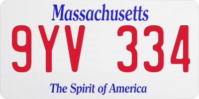 MA license plate 9YV334