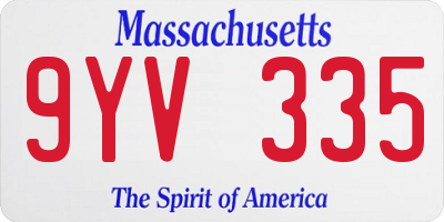 MA license plate 9YV335