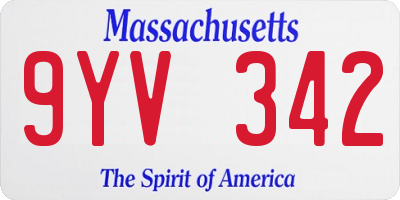 MA license plate 9YV342