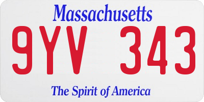 MA license plate 9YV343