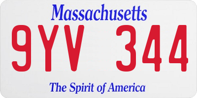 MA license plate 9YV344