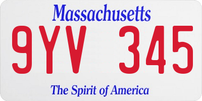 MA license plate 9YV345