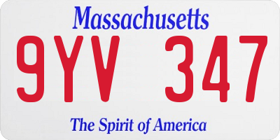 MA license plate 9YV347
