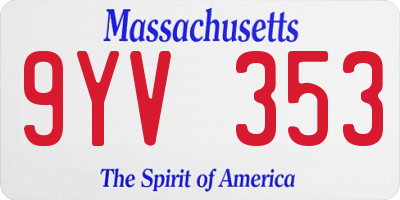 MA license plate 9YV353