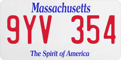 MA license plate 9YV354