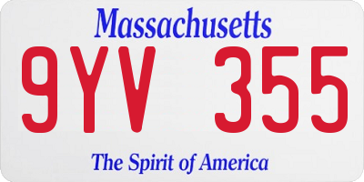 MA license plate 9YV355