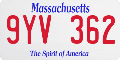 MA license plate 9YV362