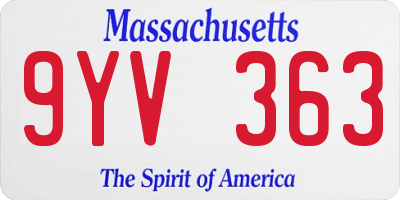 MA license plate 9YV363