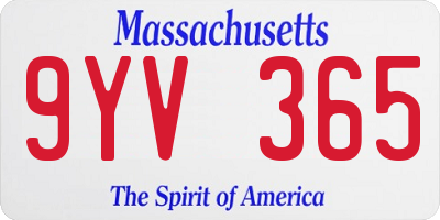 MA license plate 9YV365