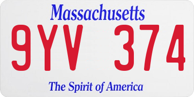 MA license plate 9YV374