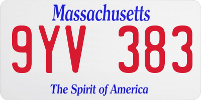 MA license plate 9YV383