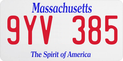 MA license plate 9YV385