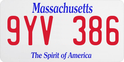 MA license plate 9YV386