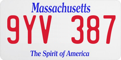 MA license plate 9YV387
