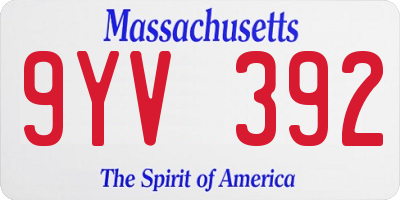 MA license plate 9YV392