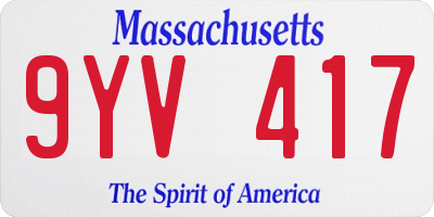 MA license plate 9YV417