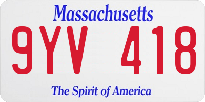 MA license plate 9YV418