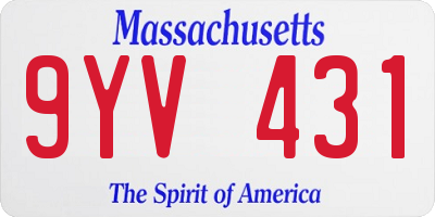 MA license plate 9YV431