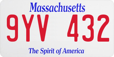 MA license plate 9YV432