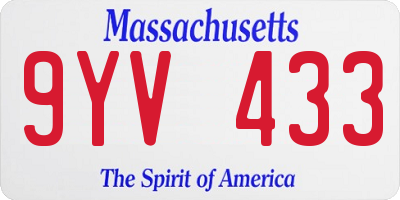 MA license plate 9YV433