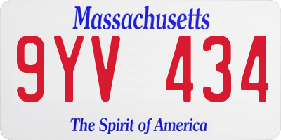 MA license plate 9YV434