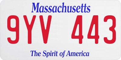 MA license plate 9YV443