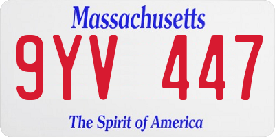 MA license plate 9YV447