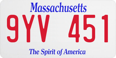 MA license plate 9YV451