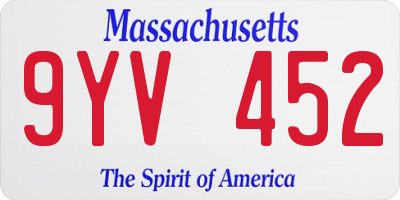 MA license plate 9YV452