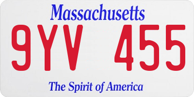 MA license plate 9YV455