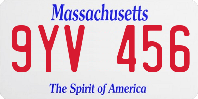 MA license plate 9YV456