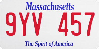 MA license plate 9YV457