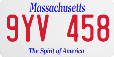 MA license plate 9YV458
