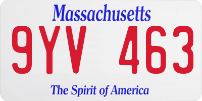 MA license plate 9YV463