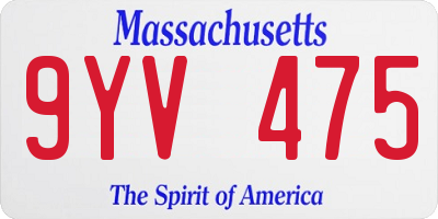 MA license plate 9YV475
