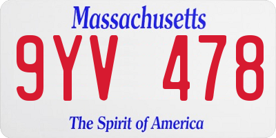 MA license plate 9YV478