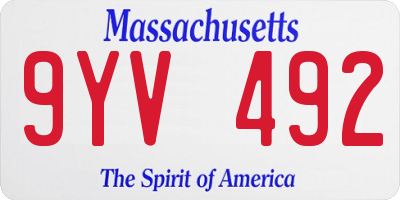 MA license plate 9YV492