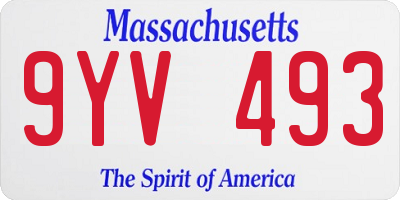 MA license plate 9YV493