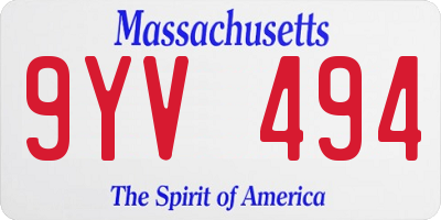 MA license plate 9YV494